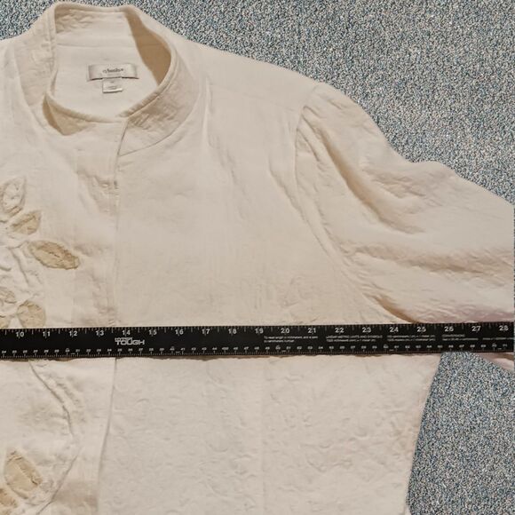 CJ Banks Womens  3X Ivory Applique Floral Textured Button Down Jacket - Picture 5 of 11